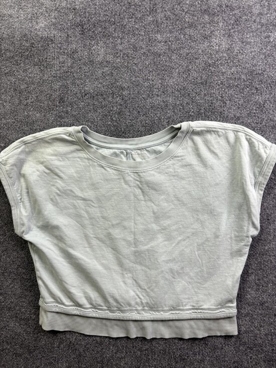 Athleta Tops - Athleta Shirt Womens Small Green Short Sleeve Cropped Sundown Tee Top Athletic